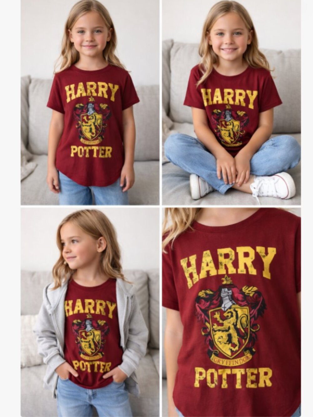 Harry Potter Gryffindor Kids Graphic T-Shirt Red Short Sleeve Hogwarts Tee
